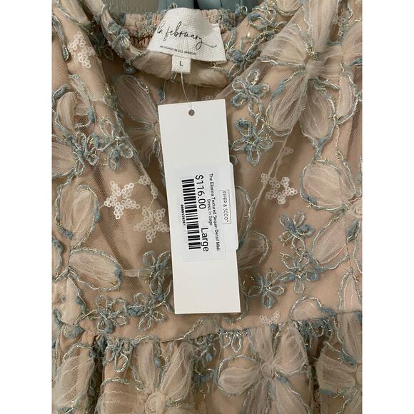 NWT In February Tulle Floral Midi Dress Large Embroidery Overlay Ethereal Fairy - Picture 9 of 13